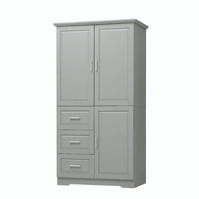 Armadio alto nero/bianco/grigio – 3 cassetti e 3 ante, Utente singolo