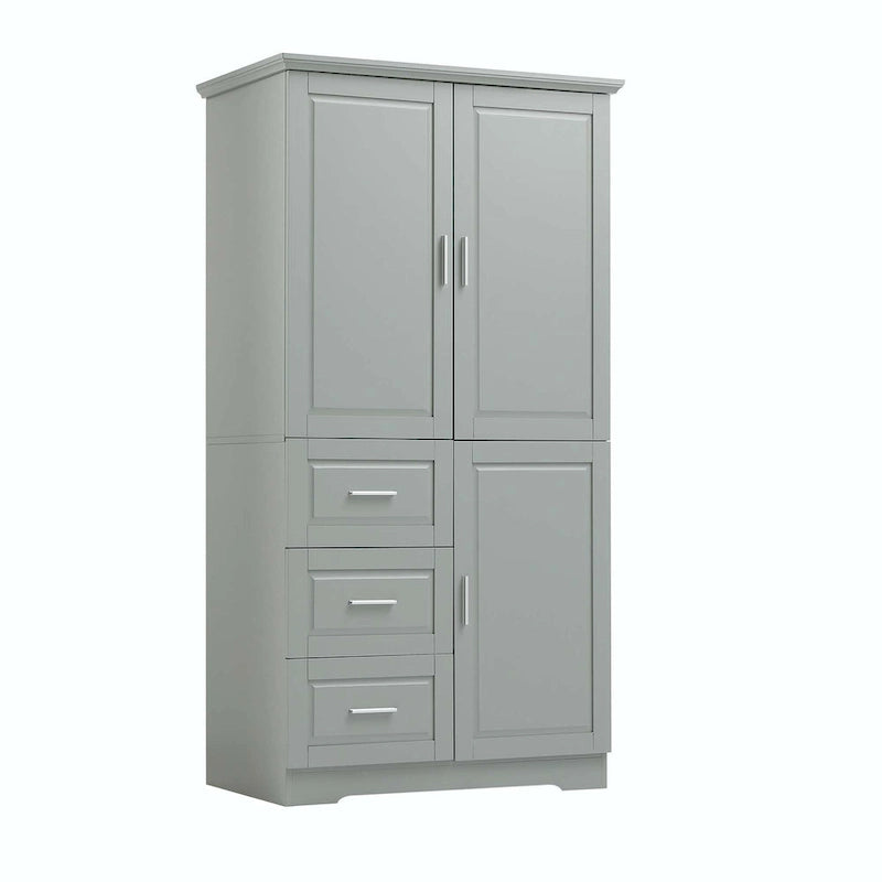 Armadio alto nero/bianco/grigio – 3 cassetti e 3 ante, Utente singolo