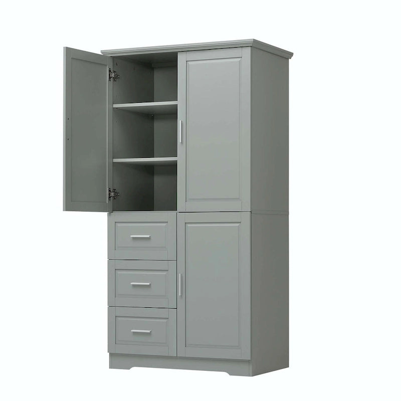 Armadio alto nero/bianco/grigio – 3 cassetti e 3 ante, Utente singolo
