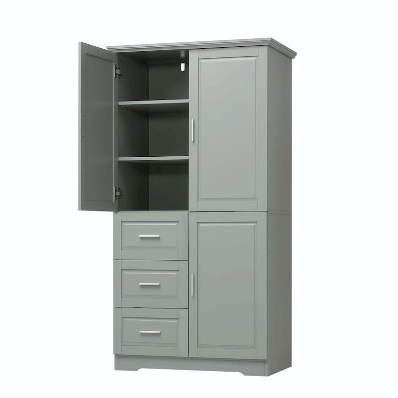 Armadio alto nero/bianco/grigio – 3 cassetti e 3 ante, Utente singolo