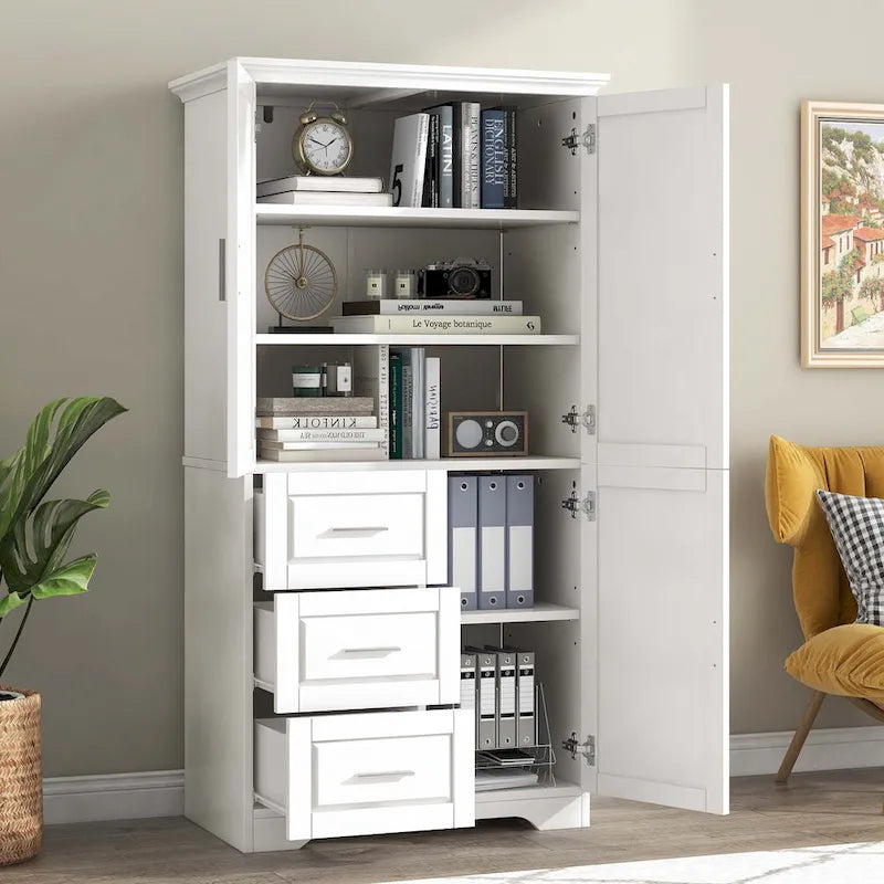 Armadio alto nero/bianco/grigio – 3 cassetti e 3 ante, Utente singolo