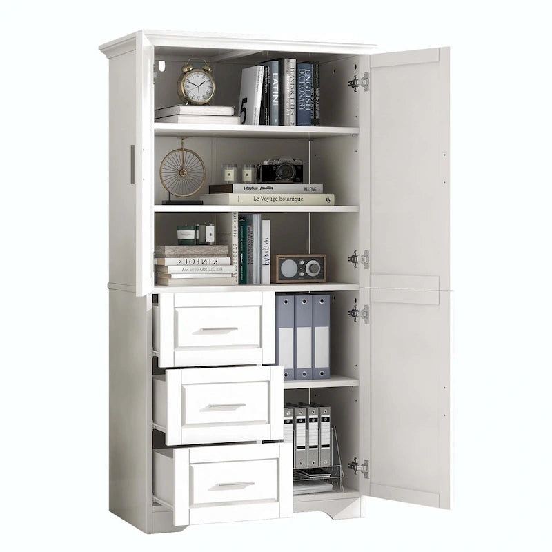Armadio alto nero/bianco/grigio – 3 cassetti e 3 ante, Utente singolo
