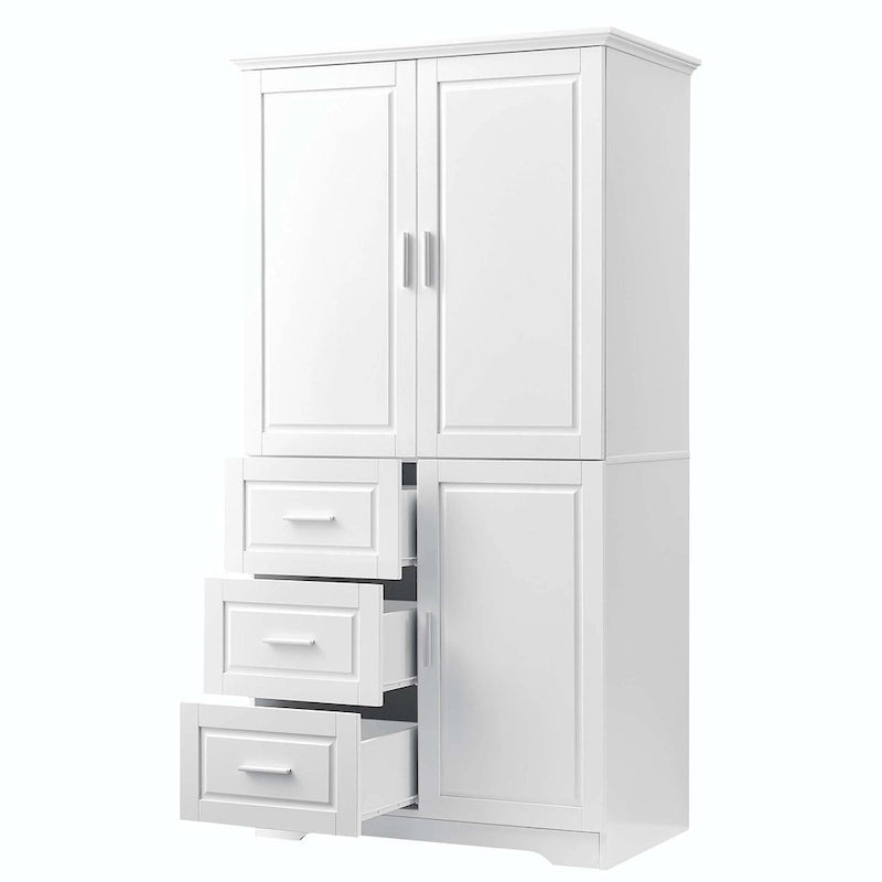 Armadio alto nero/bianco/grigio – 3 cassetti e 3 ante, Utente singolo