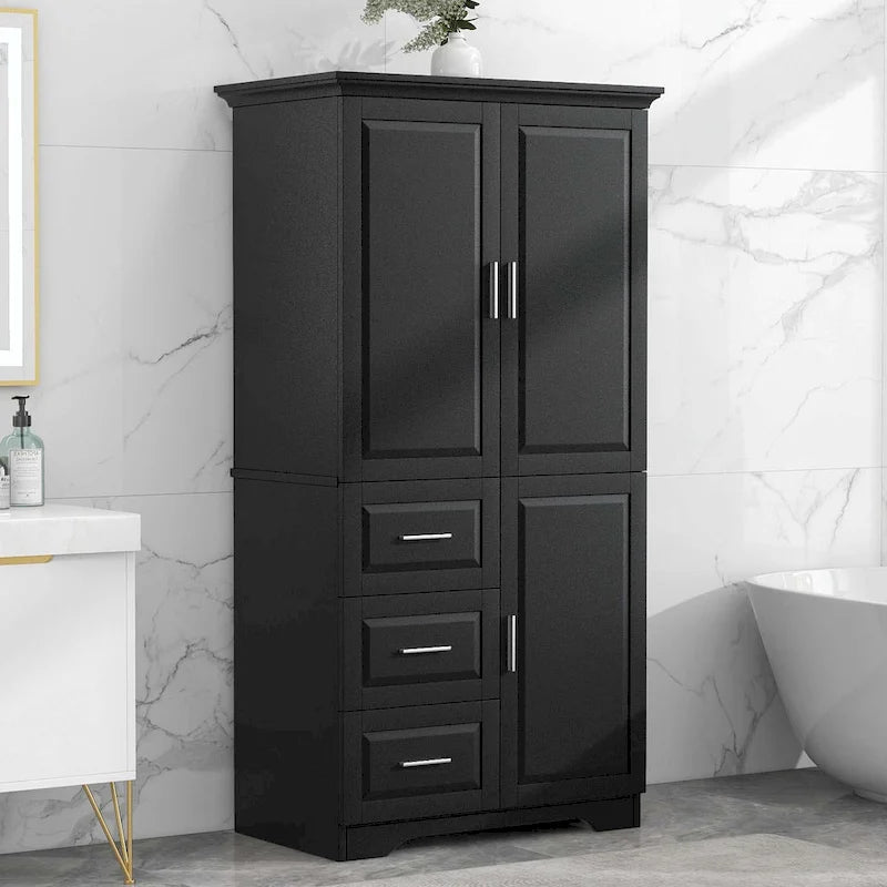 Armadio alto nero/bianco/grigio – 3 cassetti e 3 ante, Utente singolo
