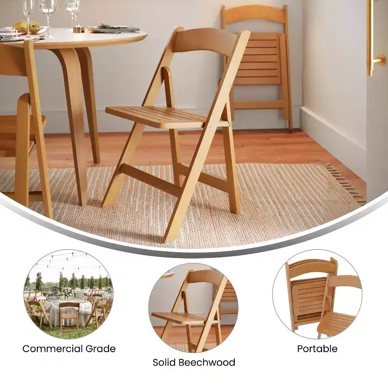 Emma and Oliver Solid Wood Foldable Dining Chair
