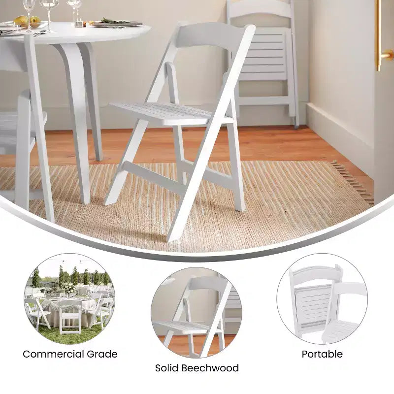 Emma and Oliver Solid Wood Foldable Dining Chair