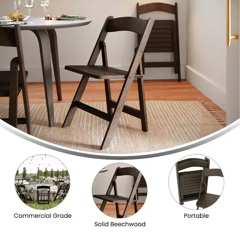 Emma and Oliver Solid Wood Foldable Dining Chair