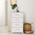 Comodino in tessuto a 4 cassetti, bianco / grigio chiaro / rovere nero / nero
