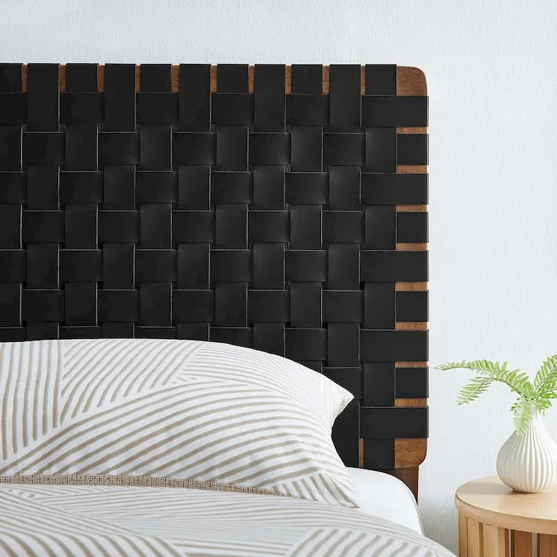 Testiera a parete in ecopelle intrecciata color noce/beige/marrone/nero – Twin/Full/Queen/King