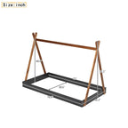 Letto a piattaforma a casetta Nero+Marrone / Bianco+Naturale, singolo, 1 bambino