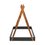Letto a piattaforma a casetta Nero+Marrone / Bianco+Naturale, singolo, 1 bambino