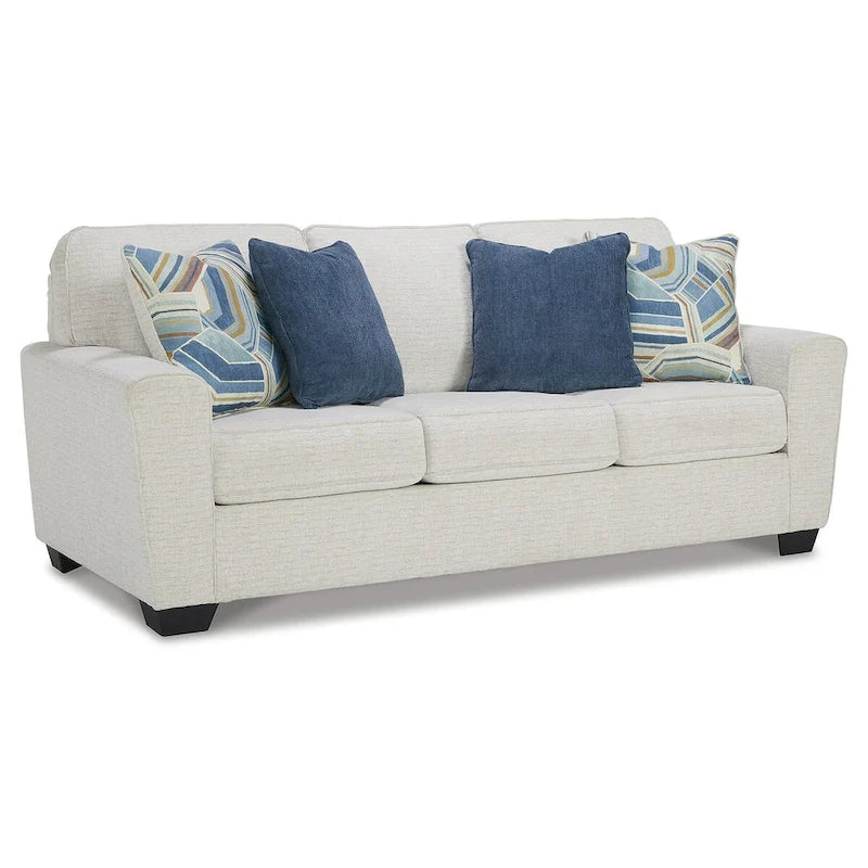 Divano letto matrimoniale Snow/Blue Crosshatch, 2 posti a sedere e 2 posti letto