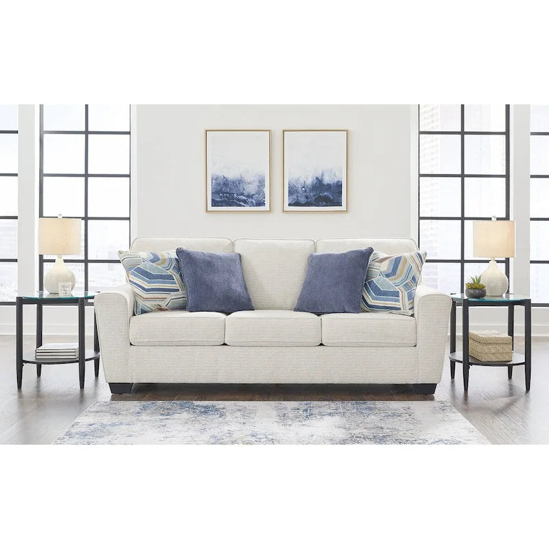 Divano letto matrimoniale Snow/Blue Crosshatch, 2 posti a sedere e 2 posti letto