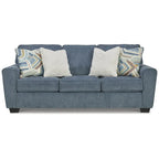 Divano letto matrimoniale Snow/Blue Crosshatch, 2 posti a sedere e 2 posti letto