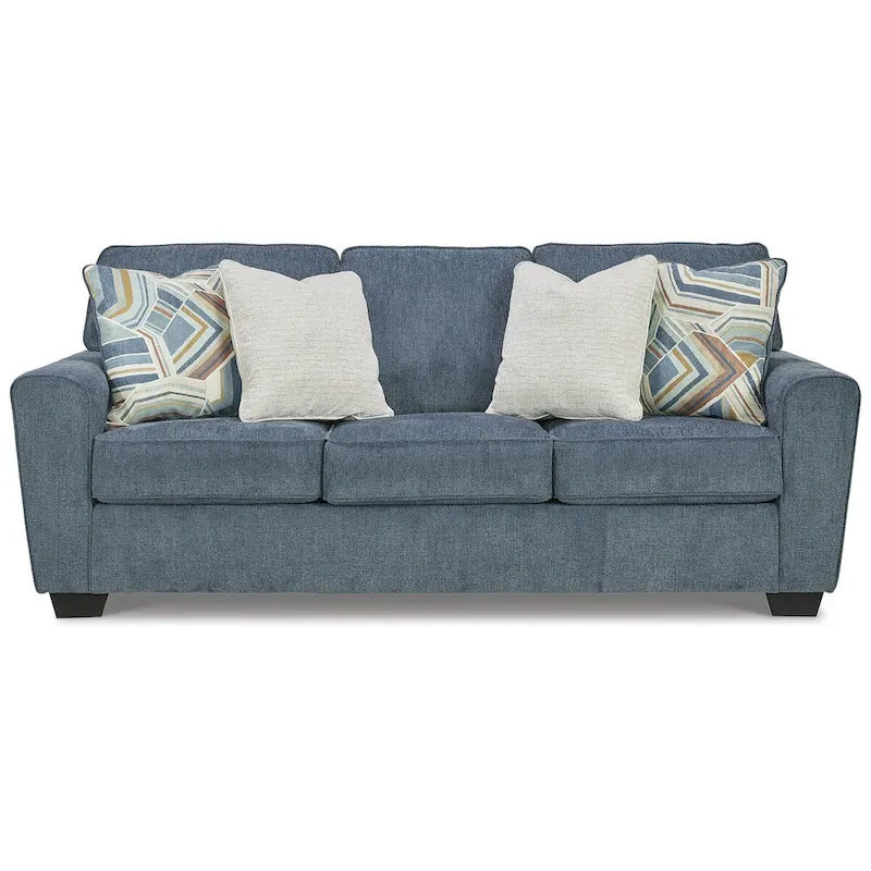 Divano letto matrimoniale Snow/Blue Crosshatch, 2 posti a sedere e 2 posti letto