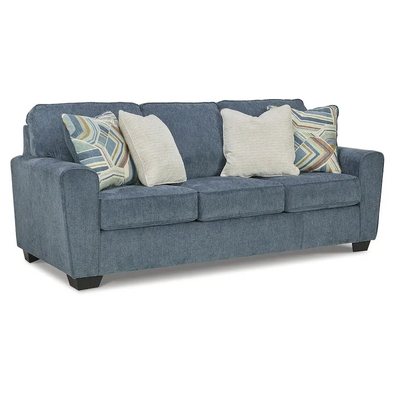 Divano letto matrimoniale Snow/Blue Crosshatch, 2 posti a sedere e 2 posti letto