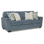Divano letto matrimoniale Snow/Blue Crosshatch, 2 posti a sedere e 2 posti letto
