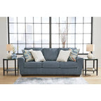 Divano letto matrimoniale Snow/Blue Crosshatch, 2 posti a sedere e 2 posti letto