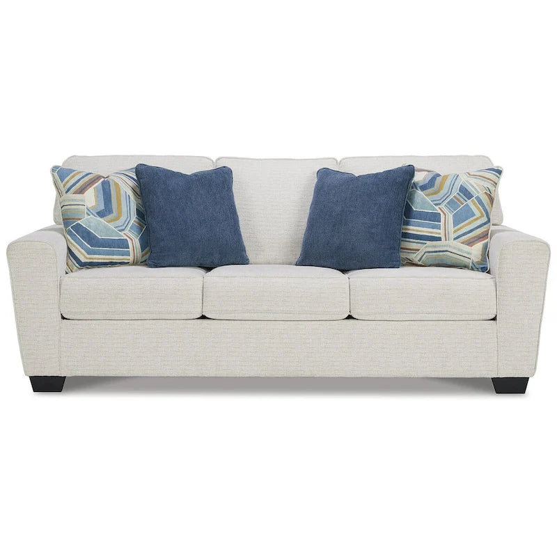 Divano letto matrimoniale Snow/Blue Crosshatch, 2 posti a sedere e 2 posti letto