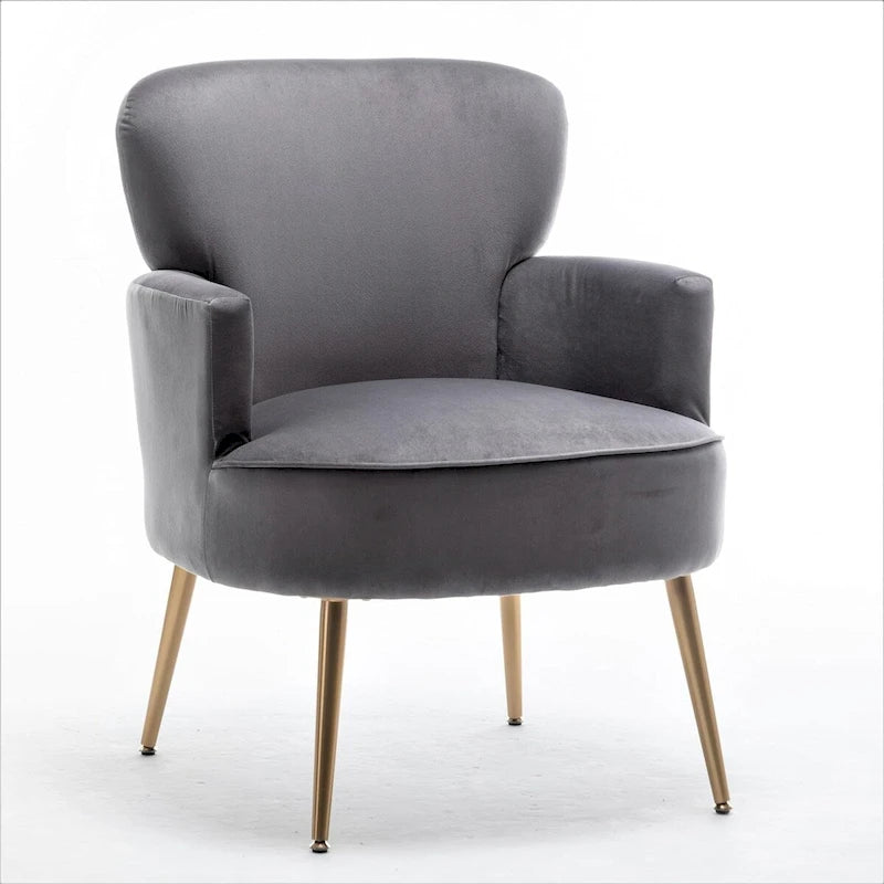 Poltrona con accenti in velluto e gambe in metallo dorato, vari colori, sedile singolo