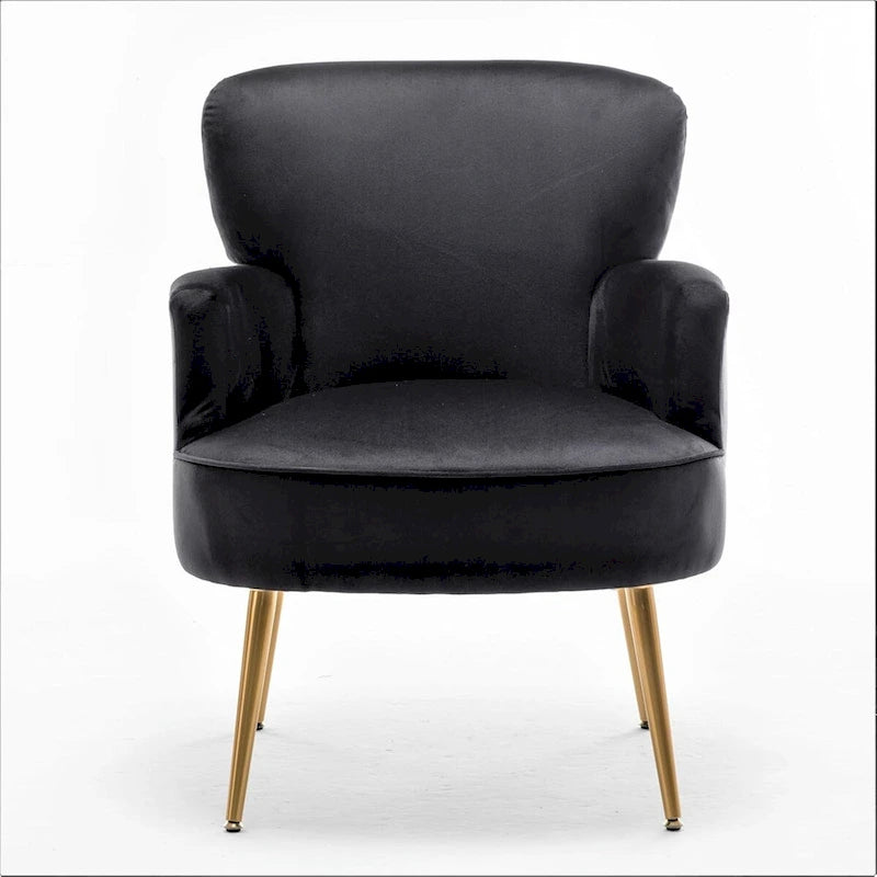 Poltrona con accenti in velluto e gambe in metallo dorato, vari colori, sedile singolo