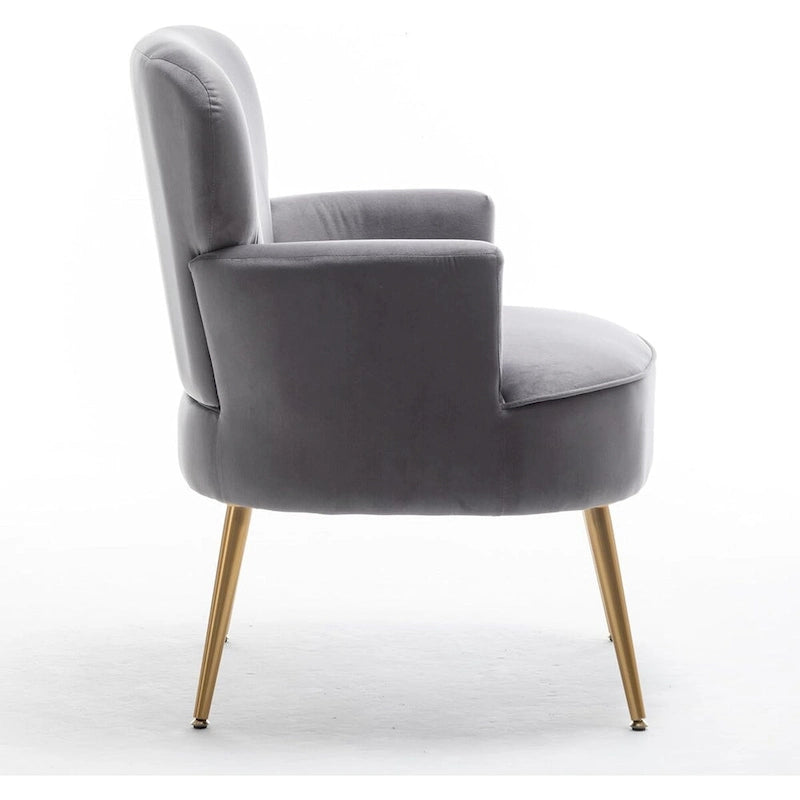 Poltrona con accenti in velluto e gambe in metallo dorato, vari colori, sedile singolo