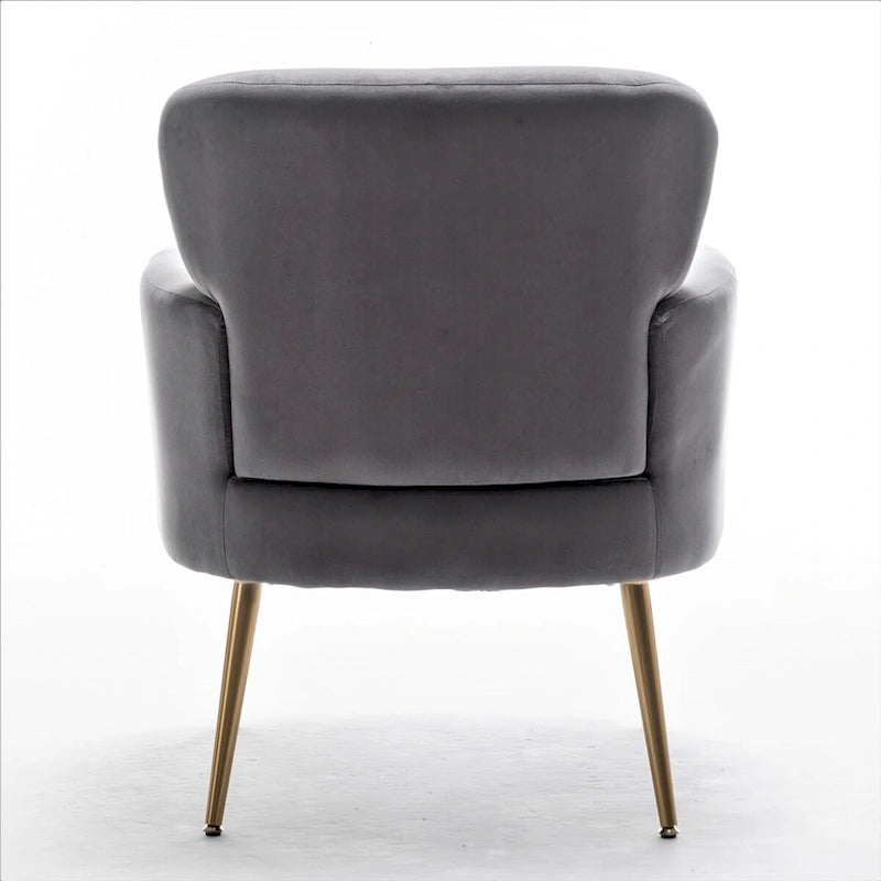 Poltrona con accenti in velluto e gambe in metallo dorato, vari colori, sedile singolo