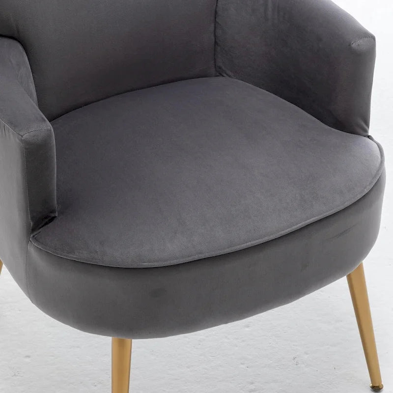 Poltrona con accenti in velluto e gambe in metallo dorato, vari colori, sedile singolo