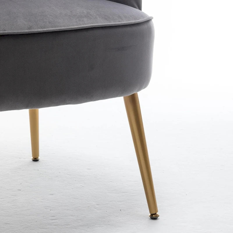 Poltrona con accenti in velluto e gambe in metallo dorato, vari colori, sedile singolo