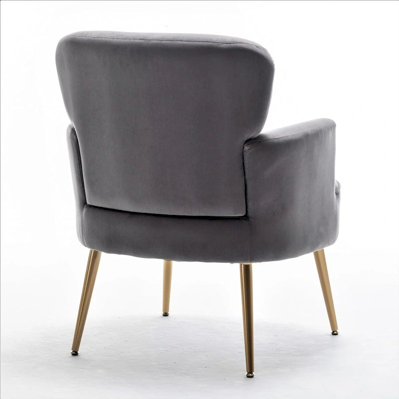 Poltrona con accenti in velluto e gambe in metallo dorato, vari colori, sedile singolo