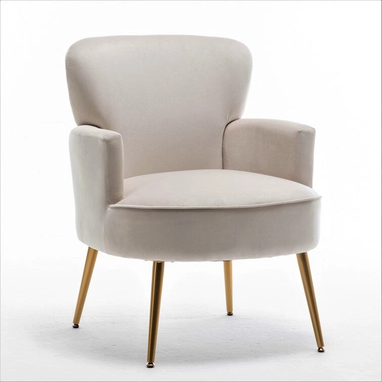 Poltrona con accenti in velluto e gambe in metallo dorato, vari colori, sedile singolo