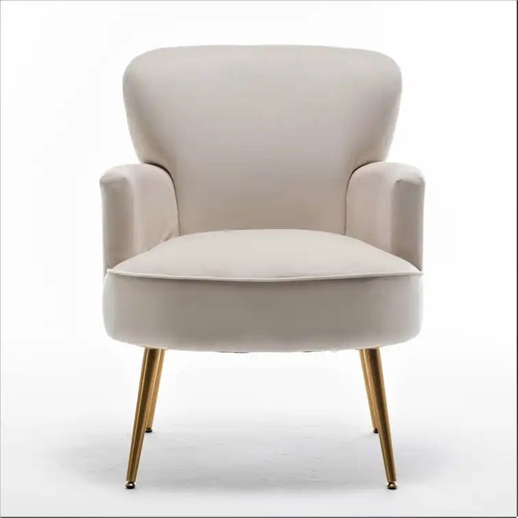 Poltrona con accenti in velluto e gambe in metallo dorato, vari colori, sedile singolo