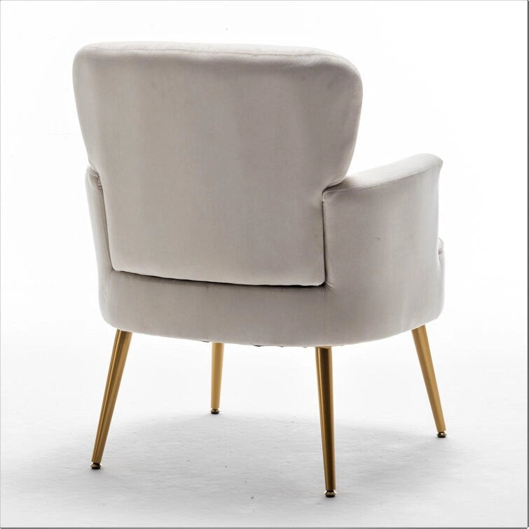 Poltrona con accenti in velluto e gambe in metallo dorato, vari colori, sedile singolo