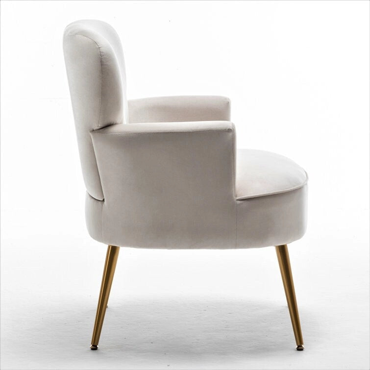 Poltrona con accenti in velluto e gambe in metallo dorato, vari colori, sedile singolo