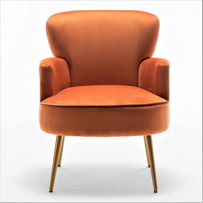 Poltrona con accenti in velluto e gambe in metallo dorato, vari colori, sedile singolo