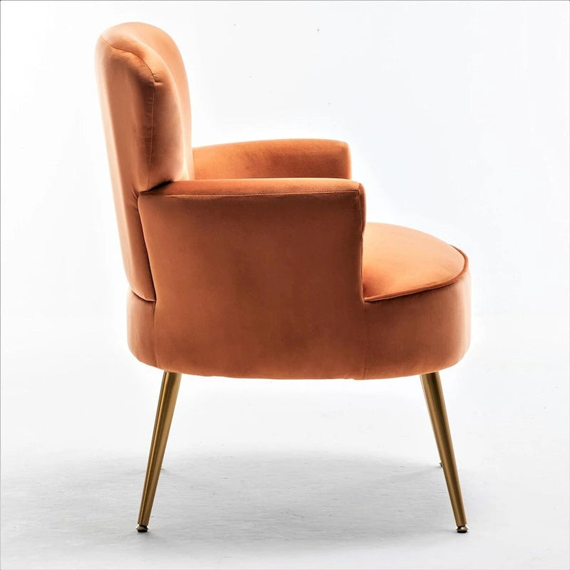 Poltrona con accenti in velluto e gambe in metallo dorato, vari colori, sedile singolo
