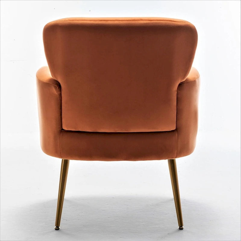 Poltrona con accenti in velluto e gambe in metallo dorato, vari colori, sedile singolo
