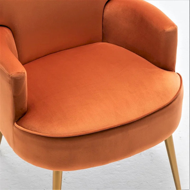 Poltrona con accenti in velluto e gambe in metallo dorato, vari colori, sedile singolo