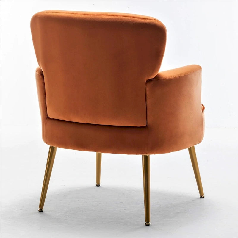 Poltrona con accenti in velluto e gambe in metallo dorato, vari colori, sedile singolo