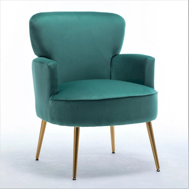 Poltrona con accenti in velluto e gambe in metallo dorato, vari colori, sedile singolo