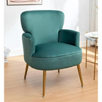 Poltrona con accenti in velluto e gambe in metallo dorato, vari colori, sedile singolo