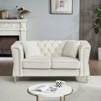 Divano Chesterfield 2 posti in velluto trapuntato Beige / Grigio / Nero