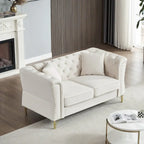Divano Chesterfield 2 posti in velluto trapuntato Beige / Grigio / Nero