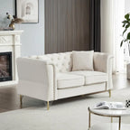 Divano Chesterfield 2 posti in velluto trapuntato Beige / Grigio / Nero