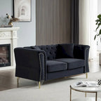 Divano Chesterfield 2 posti in velluto trapuntato Beige / Grigio / Nero