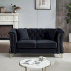 Divano Chesterfield 2 posti in velluto trapuntato Beige / Grigio / Nero