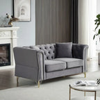 Divano Chesterfield 2 posti in velluto trapuntato Beige / Grigio / Nero