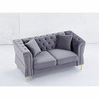 Divano Chesterfield 2 posti in velluto trapuntato Beige / Grigio / Nero