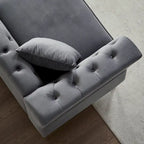 Divano Chesterfield 2 posti in velluto trapuntato Beige / Grigio / Nero