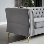 Divano Chesterfield 2 posti in velluto trapuntato Beige / Grigio / Nero